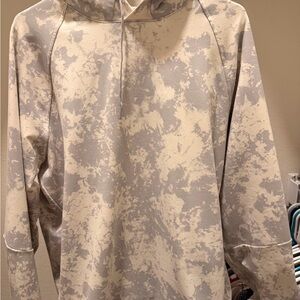 Cream and Gray Patterned Hoodie